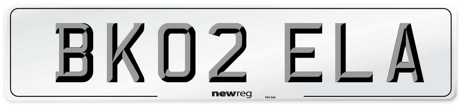 BK02 ELA Number Plate from New Reg